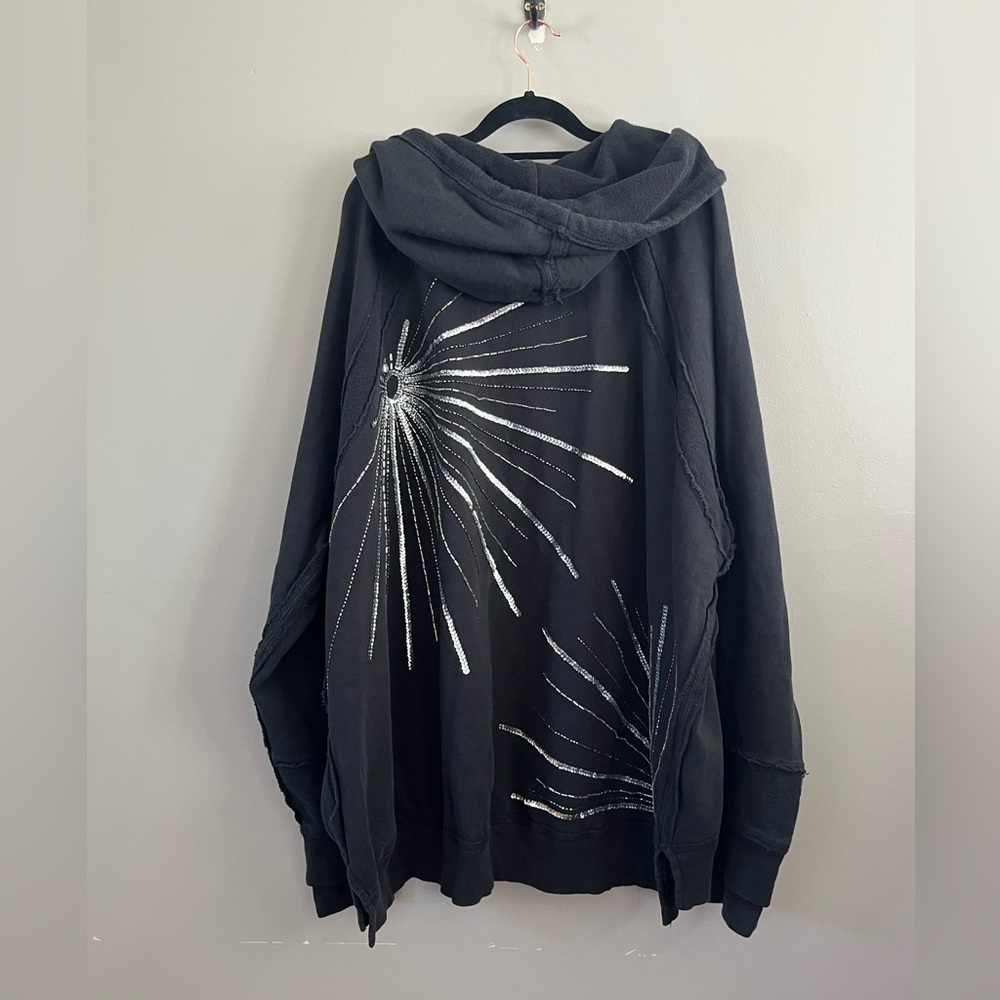 Free People In the Light Hoodie - Black Beaded XL - Picture 5 of 10